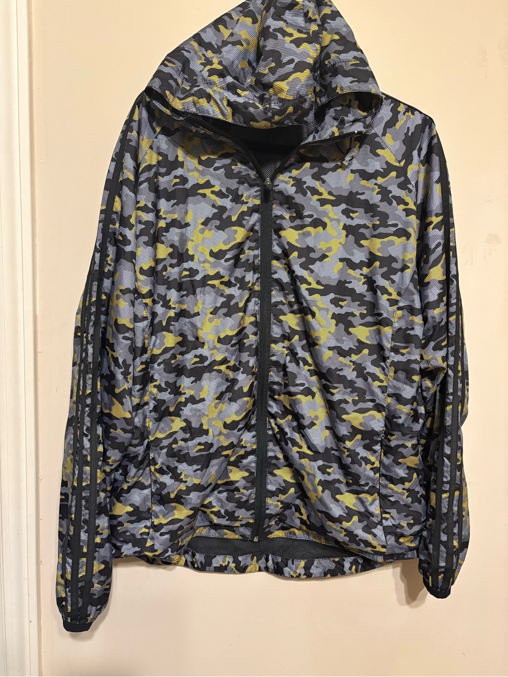 adidas women Hooded Camo Track Jacket - Gray, Black, Yellow